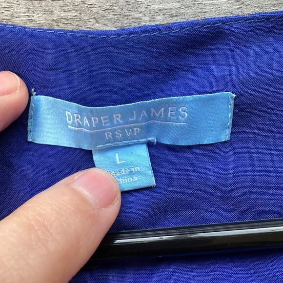 NWT Draper Jaems RSVP Tie Waist Mide Dress Cobalt Blue Floral Large - Picture 9 of 14